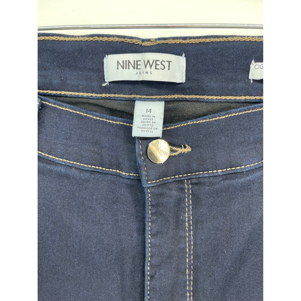 Nine West Cigarette Mid Rise Skinny Jeans Dark Rinse Indigo Blue Womens 14 NWT - Picture 7 of 9
